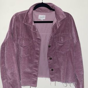 American Eagle dark pink crop corduroy jacket.